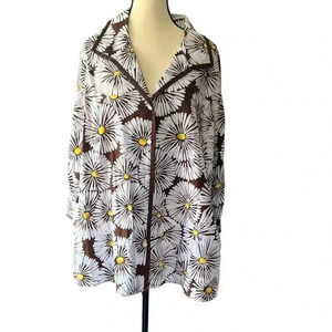 Foxcroft  women’s floral print‎ trimmed V- Neck 3/4 sleeves blouse  plus Sz 22